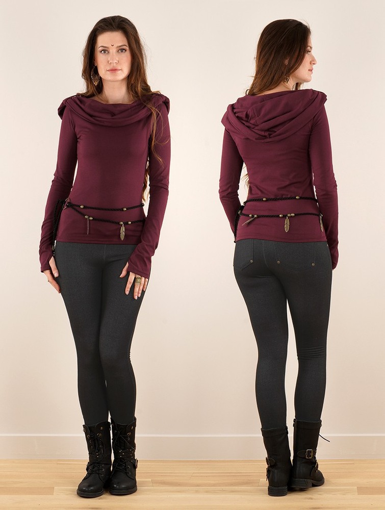 Najfatalniejszy Toonzshop Chryzz Long Sleeve Top Damskie Wine | SRUNP-6538