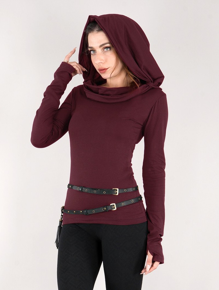 Najfatalniejszy Toonzshop Chryzz Long Sleeve Top Damskie Wine | SRUNP-6538