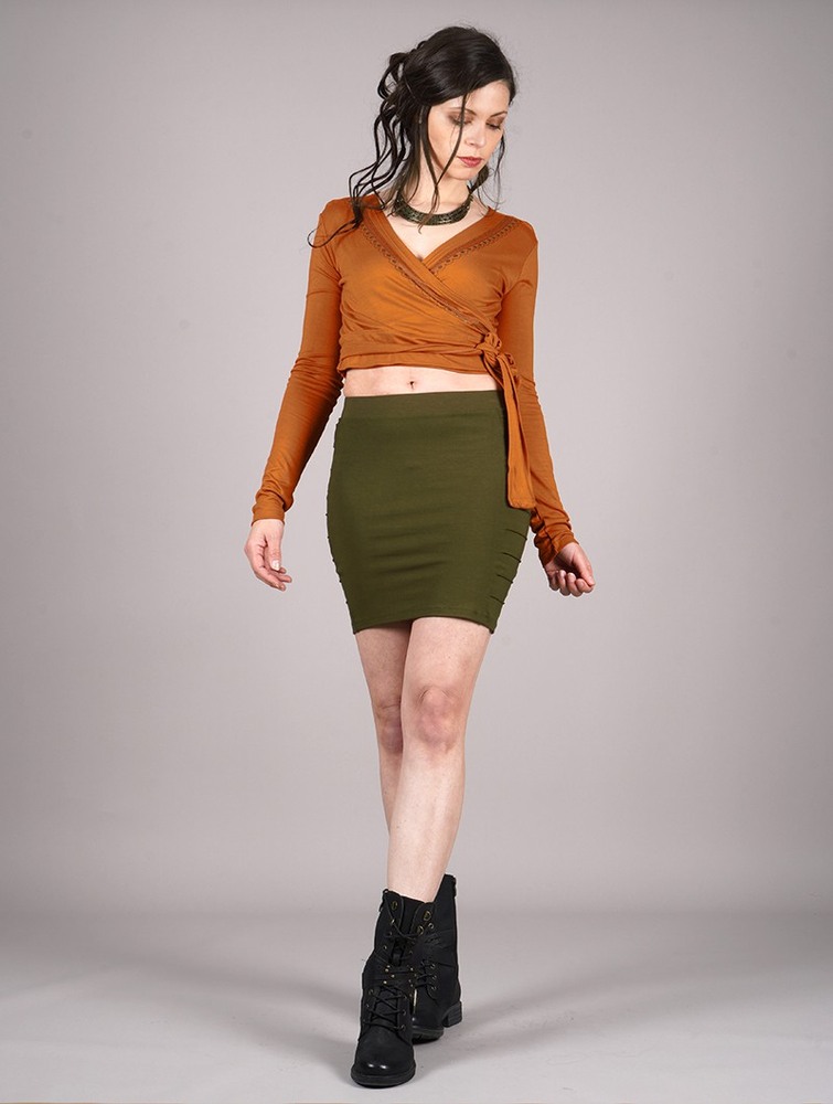 Najfatalniejszy Toonzshop Irwaen Indie Long Sleeved Crop Top Damskie Rusty | QJVAW-3901