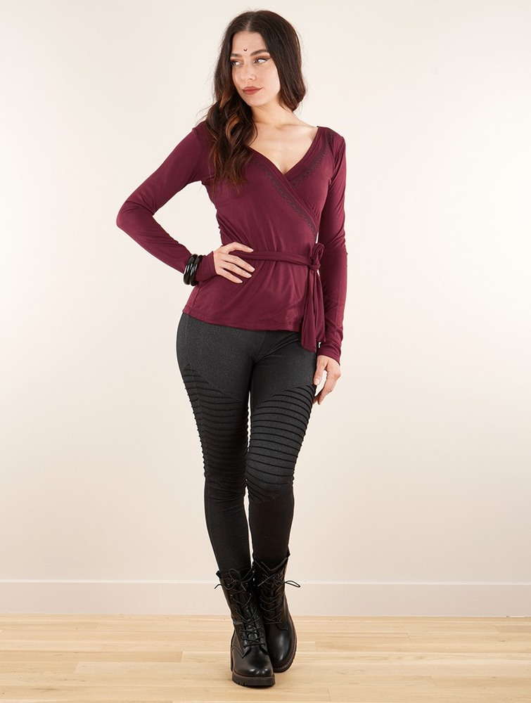 Najfatalniejszy Toonzshop Irwaen Indie Long Sleeve Top Damskie Wine | GOJBW-2084