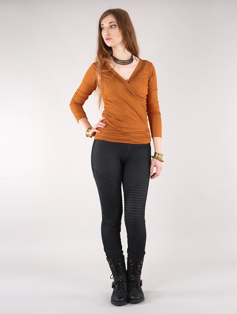 Najfatalniejszy Toonzshop Irwaen Indie Long Sleeve Top Damskie Rusty | MTEUN-1486