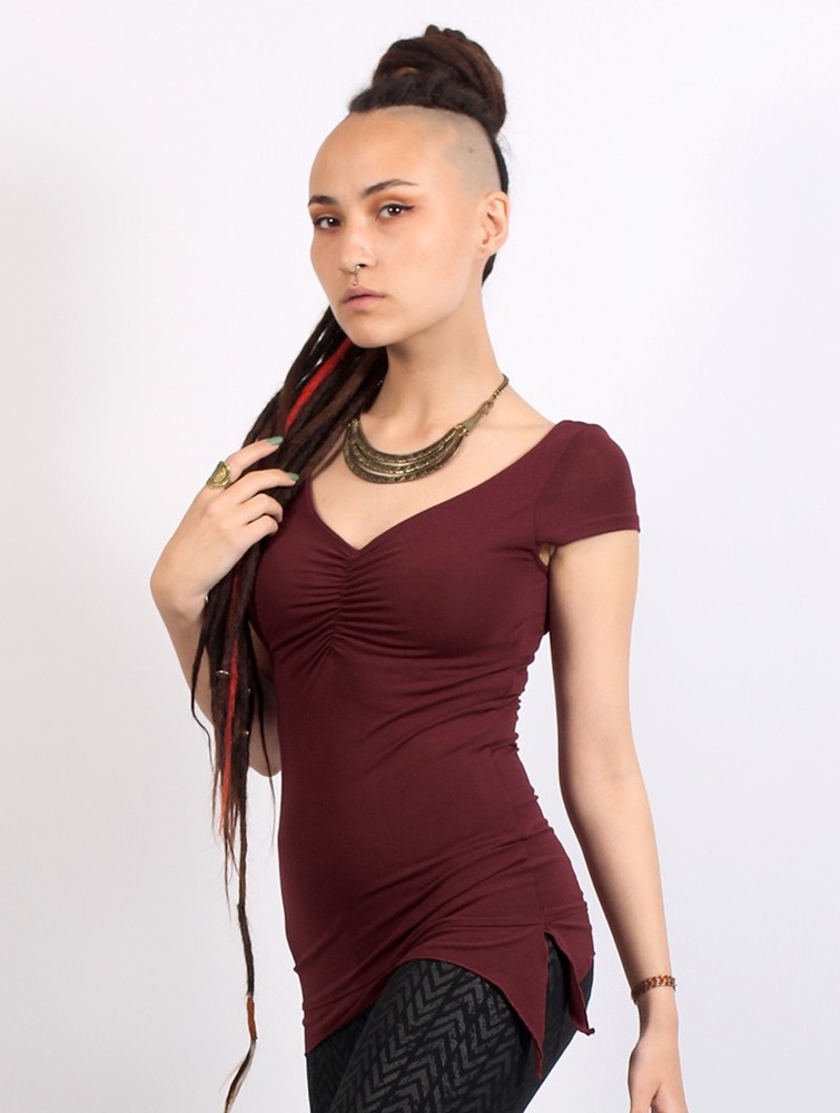 Najfatalniejszy Toonzshop Jälee Short Sleeve Top Damskie Wine | LMNFA-6054