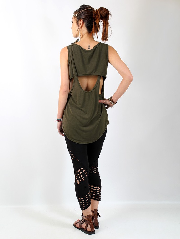 Najfatalniejszy Toonzshop Leigha Loose Sleeveless Top Damskie Oliwkowe Zielone | CBZYG-5038