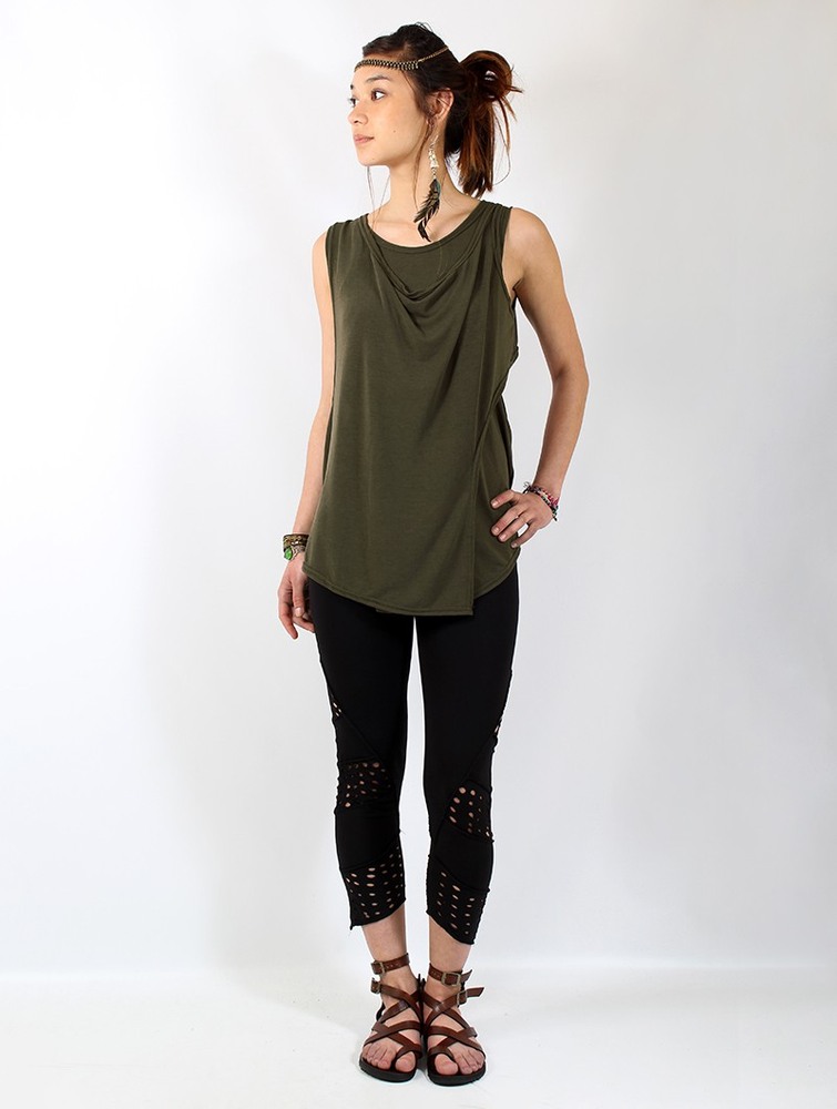 Najfatalniejszy Toonzshop Leigha Loose Sleeveless Top Damskie Oliwkowe Zielone | CBZYG-5038