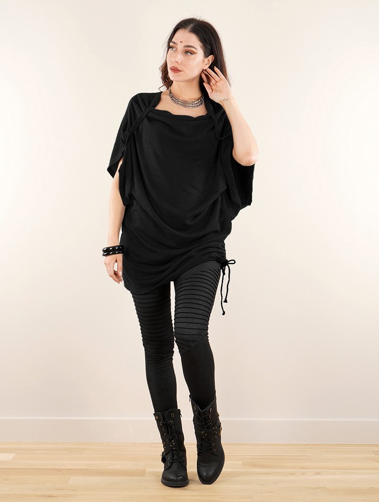 Najfatalniejszy Toonzshop Mandlu Tunic Top Damskie Czarne | GNEIR-7238