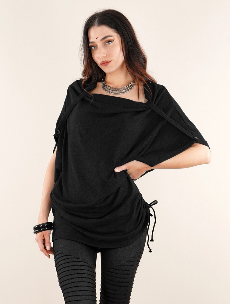 Najfatalniejszy Toonzshop Mandlu Tunic Top Damskie Czarne | GNEIR-7238