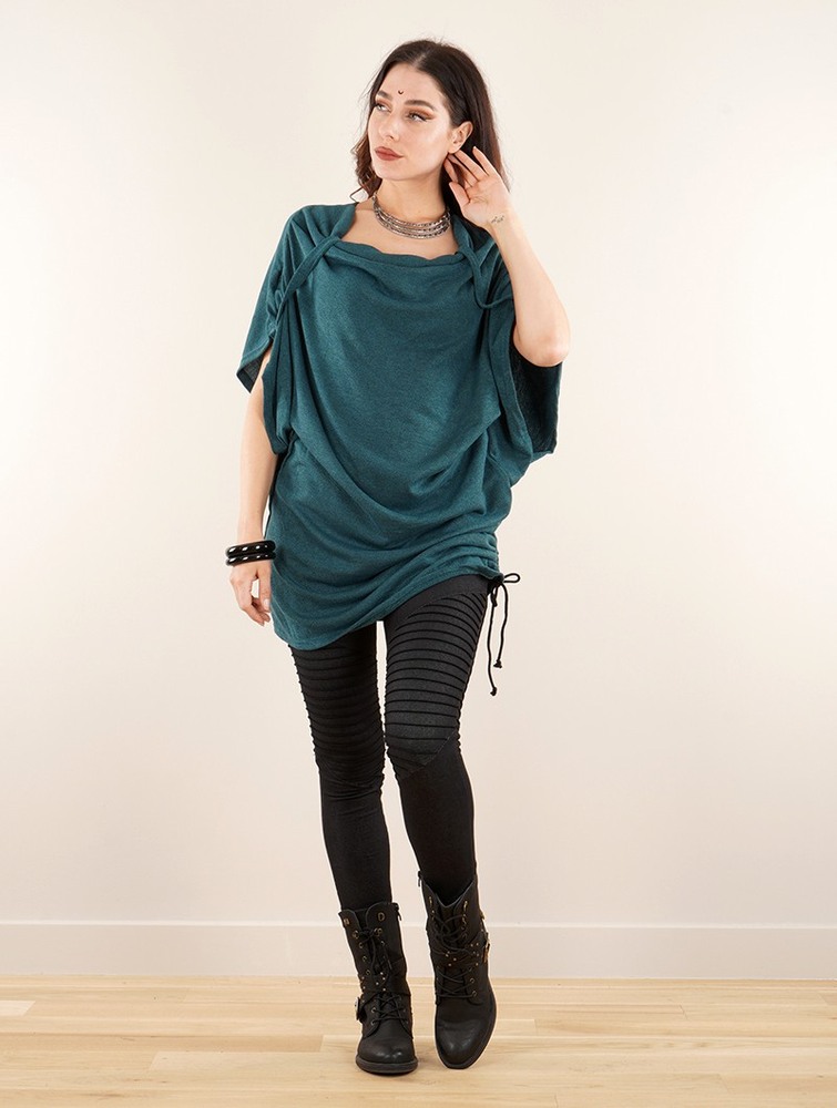 Najfatalniejszy Toonzshop Mandlu Tunic Top Damskie Tealblue | UNEXR-2534