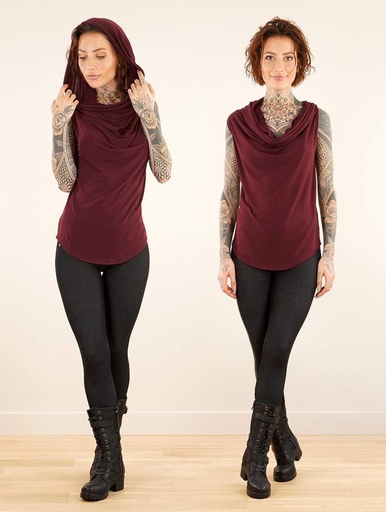 Najfatalniejszy Toonzshop Nephilim Cowl Neck Sleeveless Top Damskie Wine | ZJUIV-1208