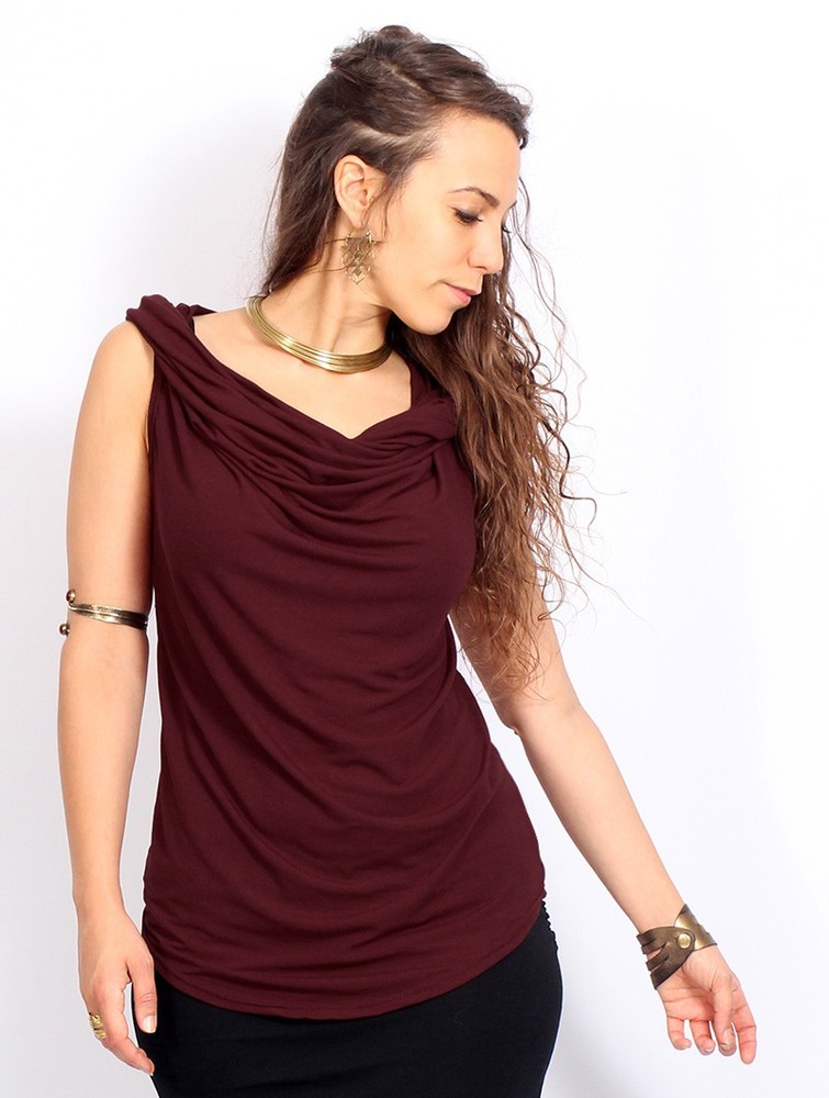 Najfatalniejszy Toonzshop Nephilim Cowl Neck Sleeveless Top Damskie Wine | ZJUIV-1208