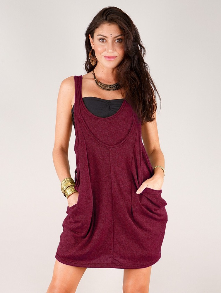 Najfatalniejszy Toonzshop Palani Sleeveless Tunic Damskie Wine | AKXWG-7138