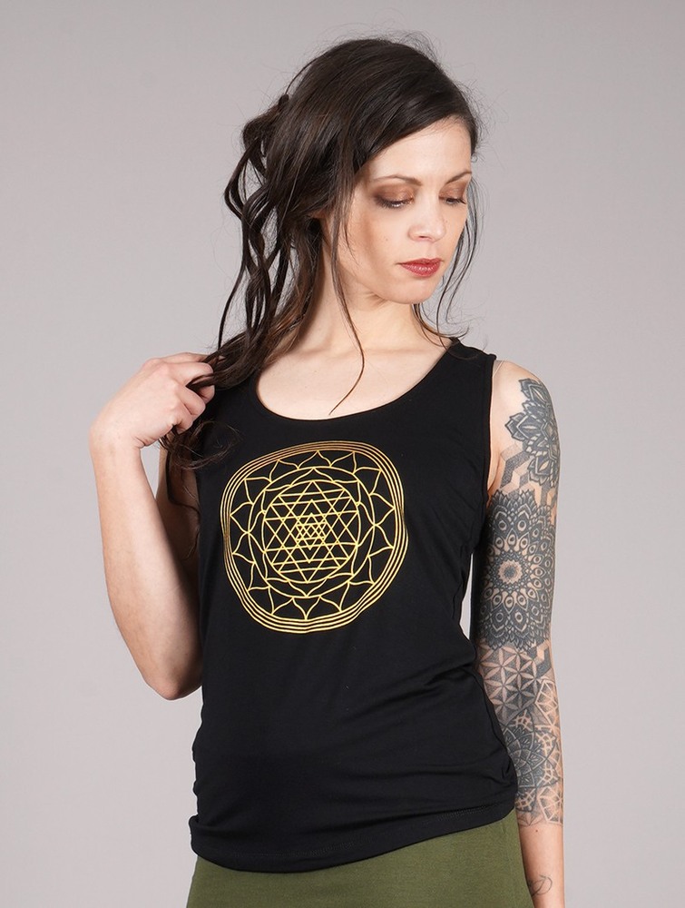 Najfatalniejszy Toonzshop Sacred Geometry Top Damskie Czarne | NQTPI-1893