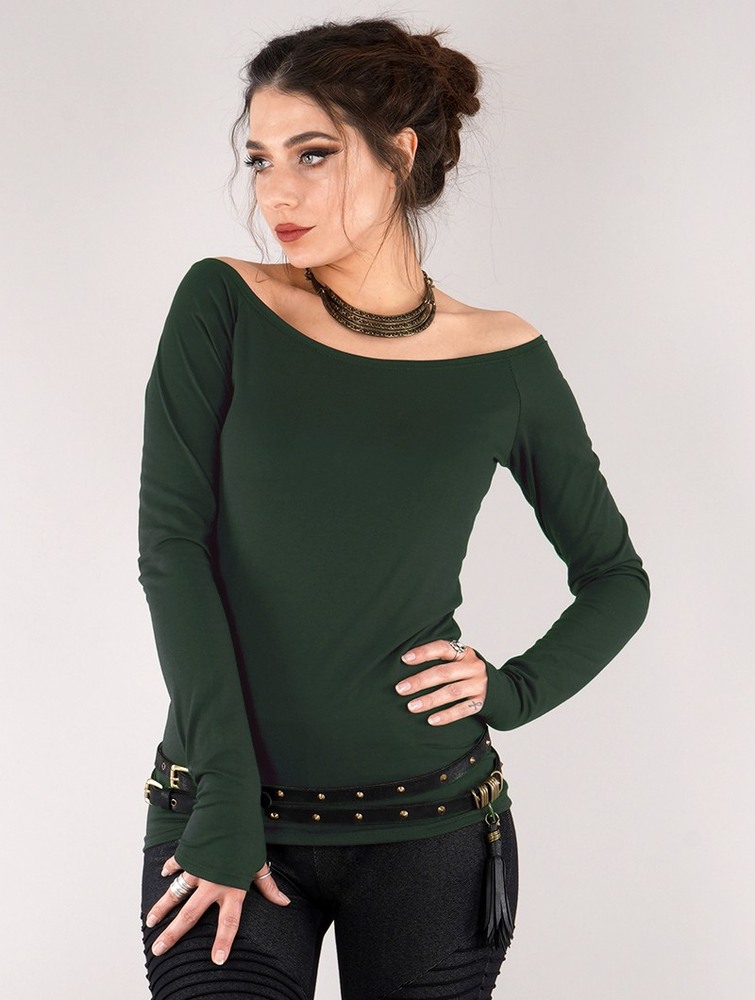 Najfatalniejszy Toonzshop Saädiya Long Sleeve Top Damskie Zielone | ZFYOM-0264