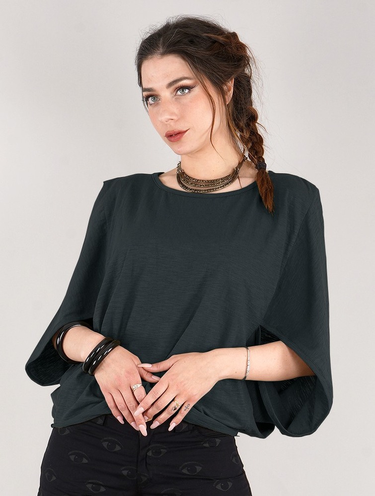 Najfatalniejszy Toonzshop Wala Batwing Sleeve Oversize Top Damskie Czarne | DNEQI-4358