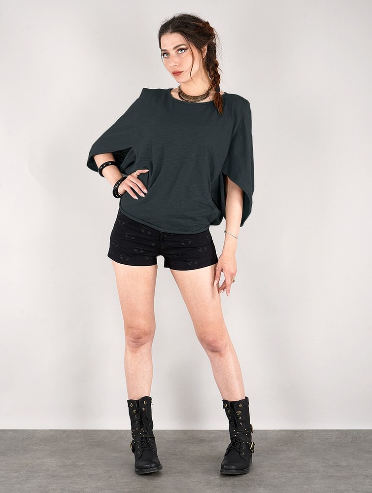 Najfatalniejszy Toonzshop Wala Batwing Sleeve Oversize Top Damskie Czarne | DNEQI-4358