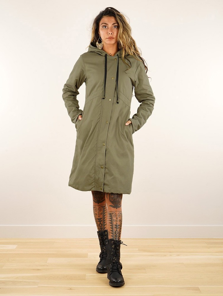 Płaszcze Toonzshop Ase Long Hooded Coat Damskie Khaki | NIWOF-9705