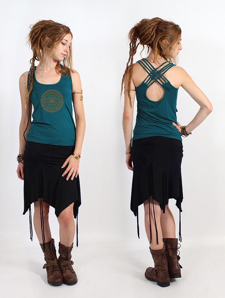 Podkoszulka Toonzshop Sacred Geometry Tank Top Damskie Teal | HBKWQ-3074