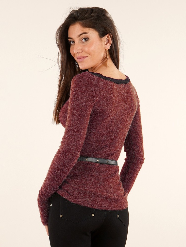 Pulower Toonzshop Aëlys Pullover Damskie Wine | XNCWT-3980