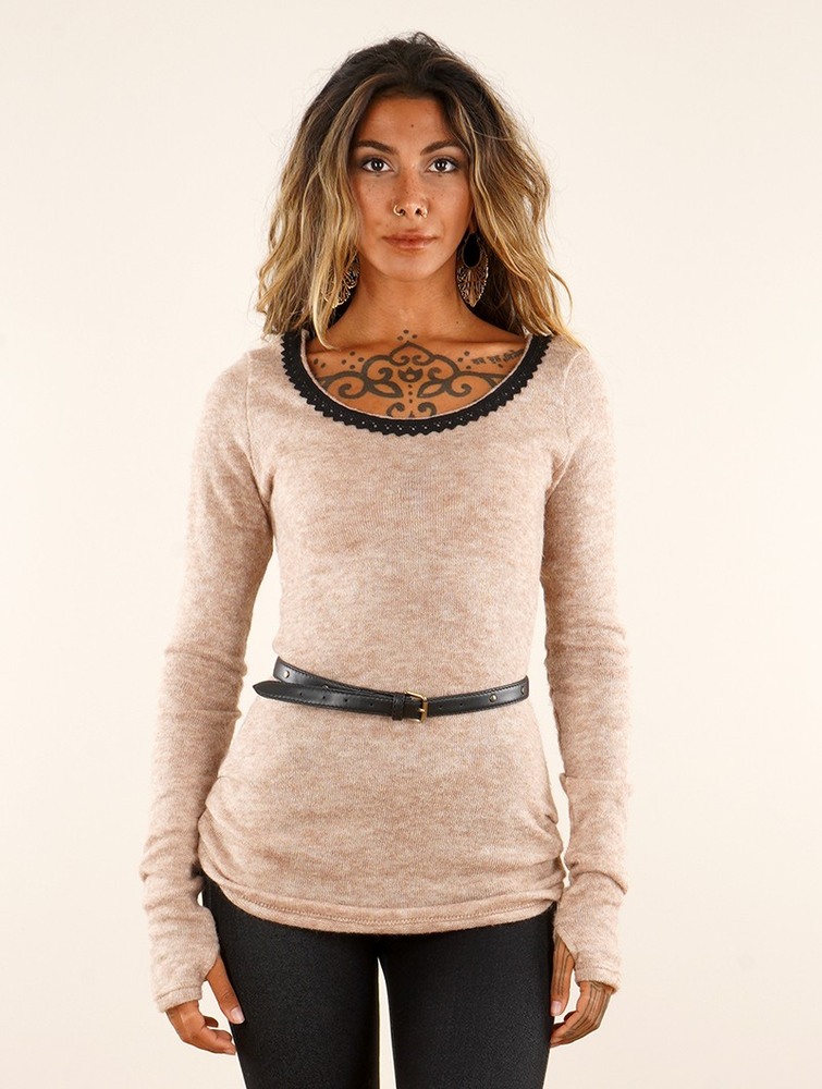 Pulower Toonzshop Aëlys Pullover Damskie Beżowe | RJGLD-9473