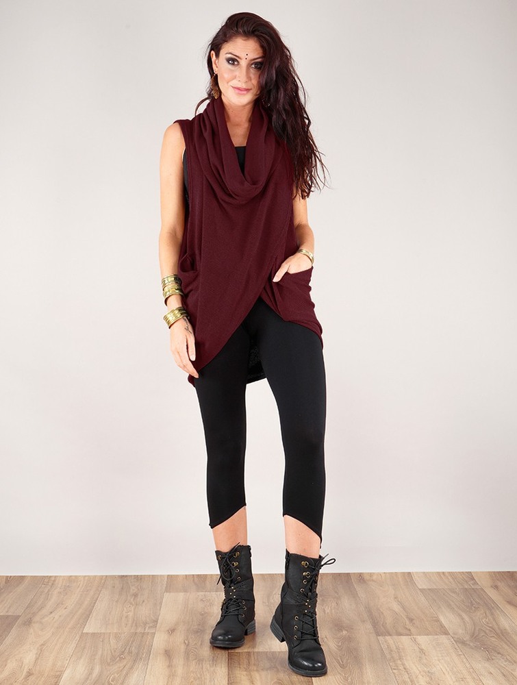 Pulower Toonzshop Amala Sleeveless Thin Pullover Damskie Wine | SYONJ-3725