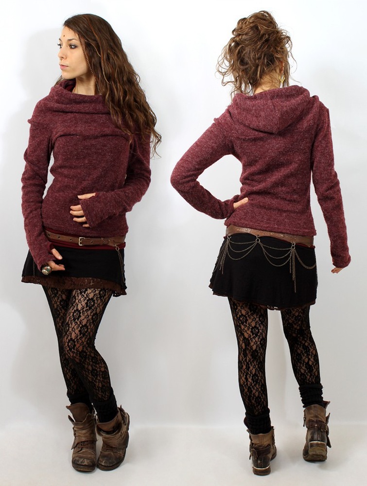 Pulower Toonzshop Sadiva Hooded Pullover Damskie Wine | MVPRB-3916