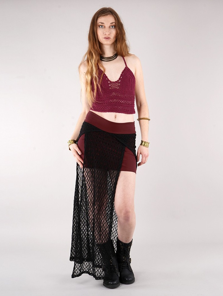 Spódnica Toonzshop Creature Crochet Skirt Damskie Wine | QRGMY-9463