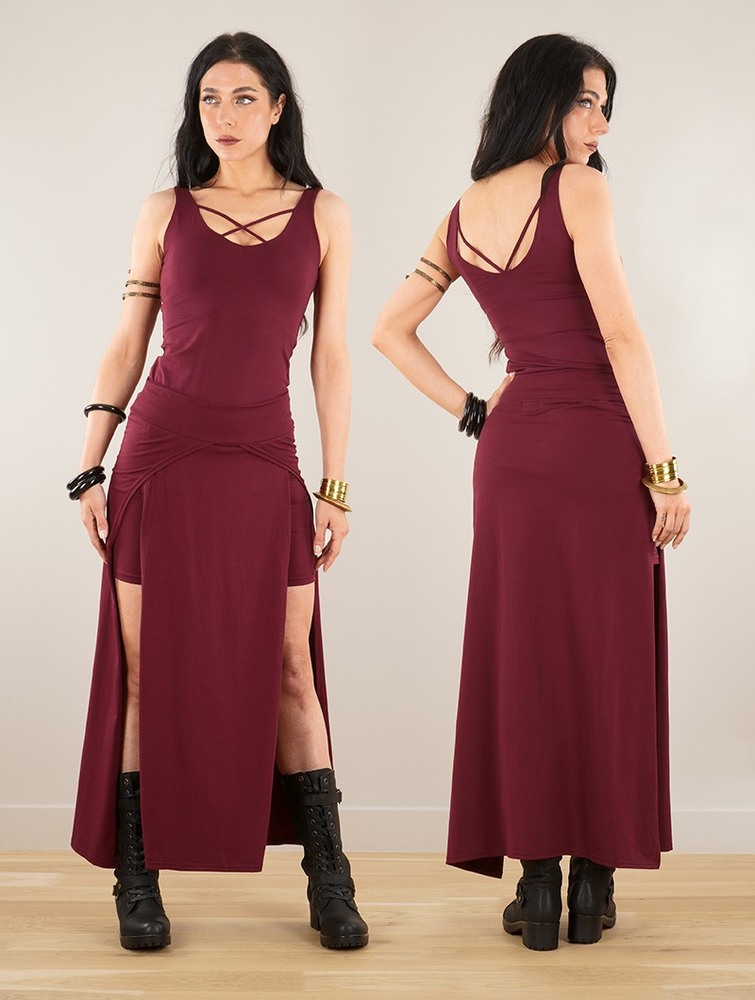 Spódnica Toonzshop Creature Split Long Skirt Damskie Wine | PAVZD-8265