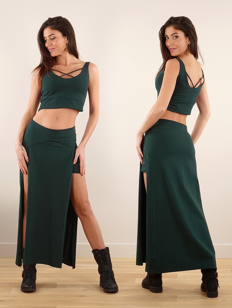 Spódnica Toonzshop Creature Split Long Skirt Damskie Teal | BLSWQ-9168