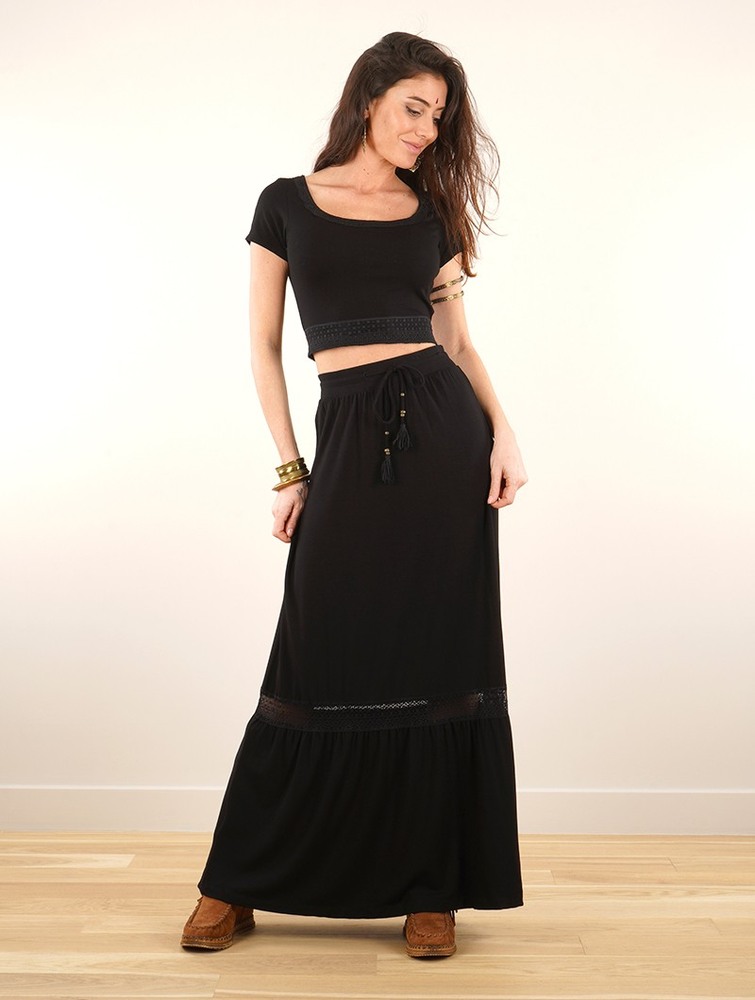 Spódnica Toonzshop Nimue Long Skirt Damskie Czarne | MIHWA-6983