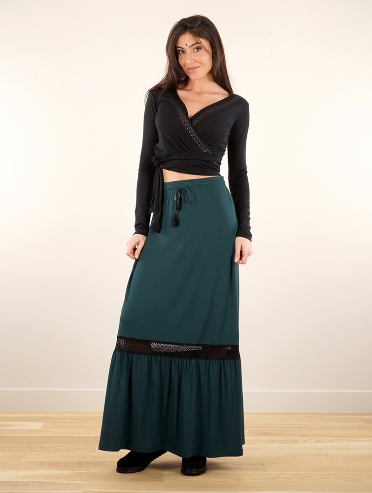 Spódnica Toonzshop Nimue Long Skirt Damskie Teal | AOENF-0765