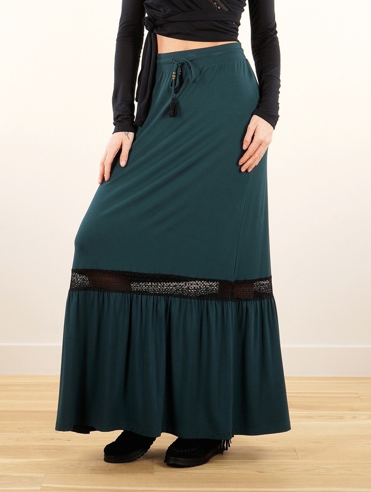 Spódnica Toonzshop Nimue Long Skirt Damskie Teal | AOENF-0765