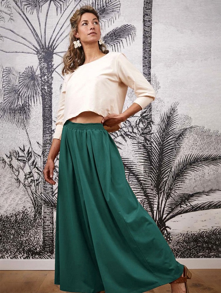 Spodnie Toonzshop Booh Flared Loose Pants Damskie Emerald | RILMA-6948