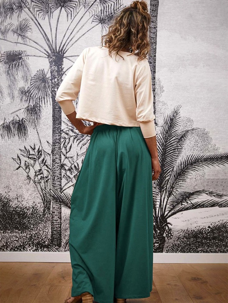 Spodnie Toonzshop Booh Flared Loose Pants Damskie Emerald | RILMA-6948