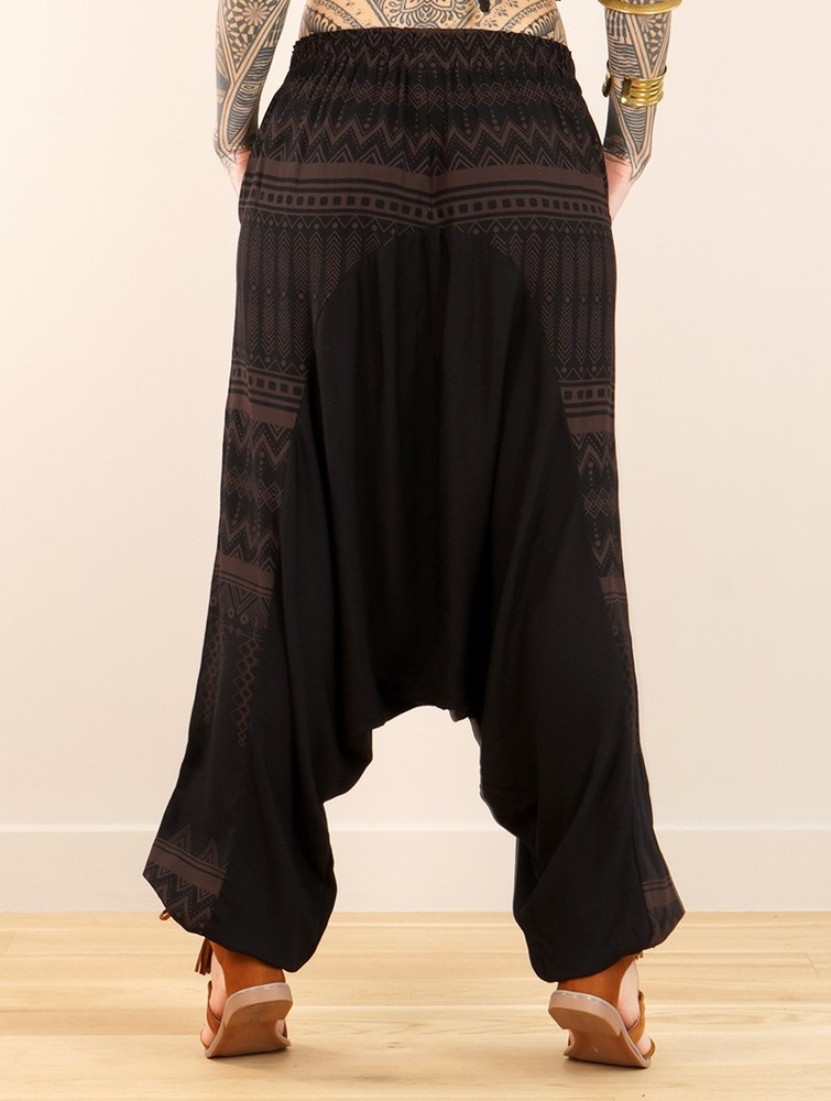 Spodnie Toonzshop Ginie Aztec Light Harem Pants Damskie Czarne Brązowe | XFNPL-4096