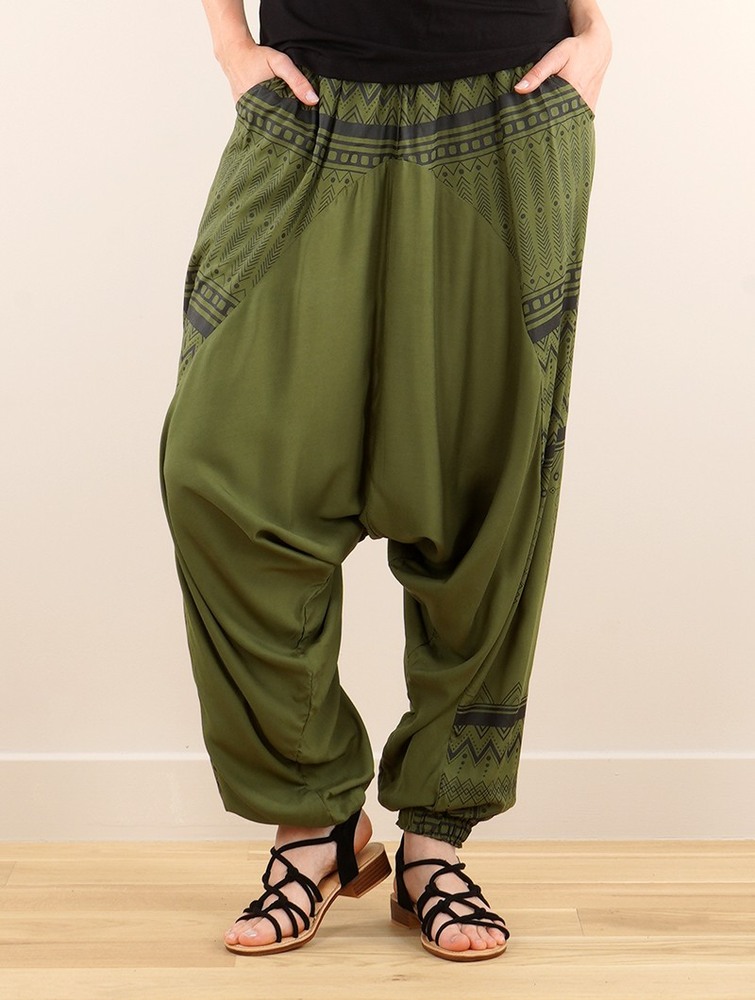 Spodnie Toonzshop Ginie Aztec Light Harem Pants Damskie Khaki Czarne | DGUKX-2045