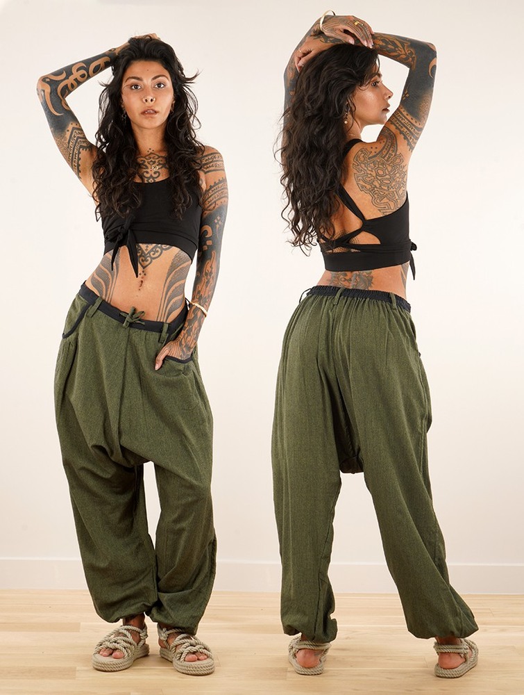 Spodnie Toonzshop Niharika Gender Neutral Sarouel Pants Damskie Oliwkowe Zielone | KZLRO-3640