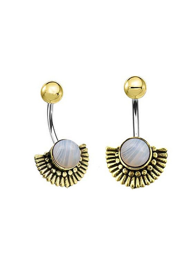 Staniki Toonzshop Aylin Botswana Agate Golden Brass Belly Piercing Damskie | JKSLW-6984