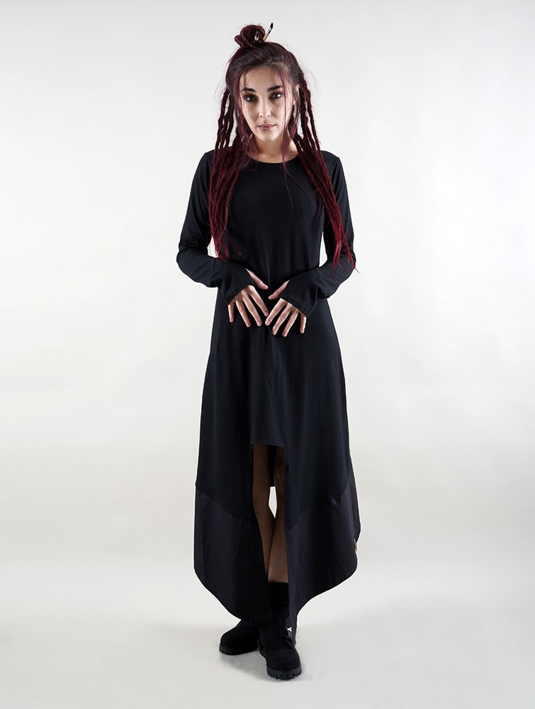 Sukienka Toonzshop Anat Long Sleeve Long Dress Damskie Czarne | ZHVGD-3409