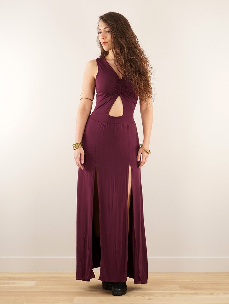 Sukienka Toonzshop Andreas Long Split Strappy Dress Damskie Wine | ZXGOL-3971