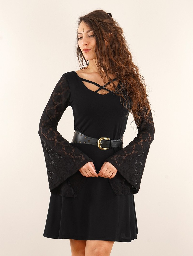 Sukienka Toonzshop Black Moon Reversible Long Sleeve Dress Damskie Czarne | POVLA-5971