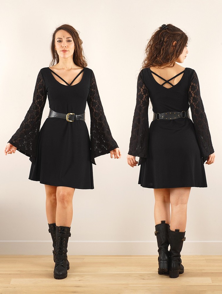 Sukienka Toonzshop Black Moon Reversible Long Sleeve Dress Damskie Czarne | POVLA-5971