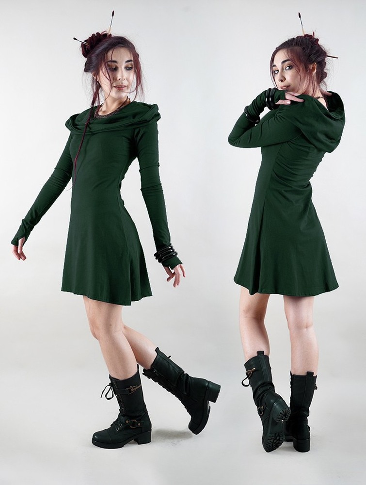 Sukienka Toonzshop Chryzz Hooded Long Sleeve Dress Damskie Zielone | SINCY-2536