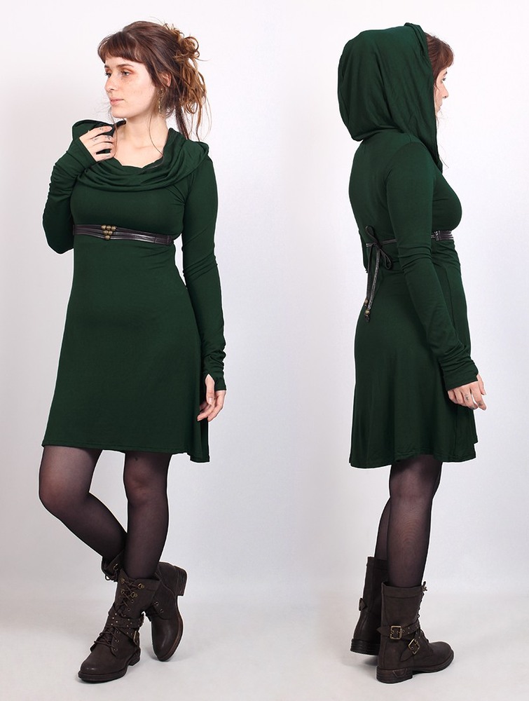 Sukienka Toonzshop Chryzz Hooded Long Sleeve Dress Damskie Zielone | SINCY-2536