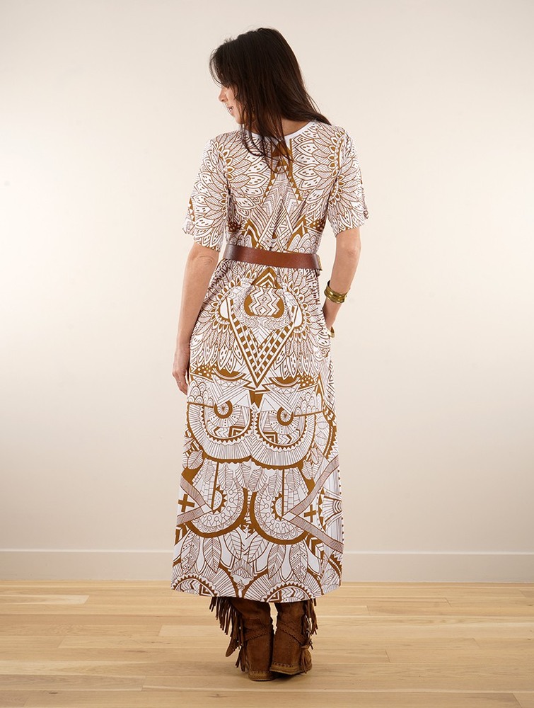 Sukienka Toonzshop Eorynn Africa Printed Oversized Long Dress Damskie Białe | CNHAF-3698