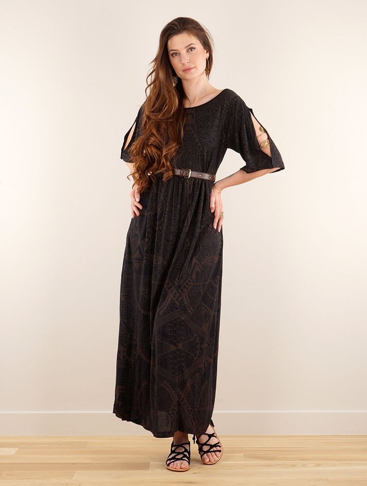 Sukienka Toonzshop Eorynn Africa Printed Oversized Long Dress Damskie Czarne | ZGVJH-3675