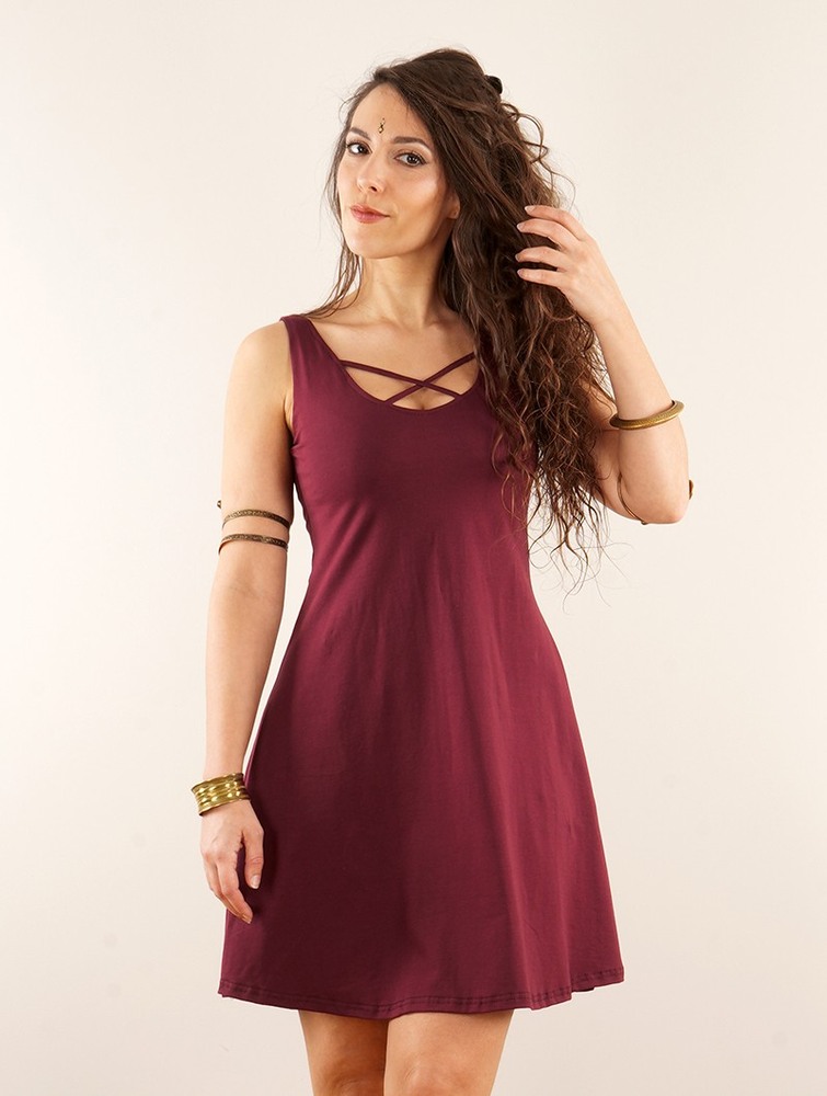 Sukienka Toonzshop Full Moon Reversible Dress Damskie Wine | ONLYJ-7923