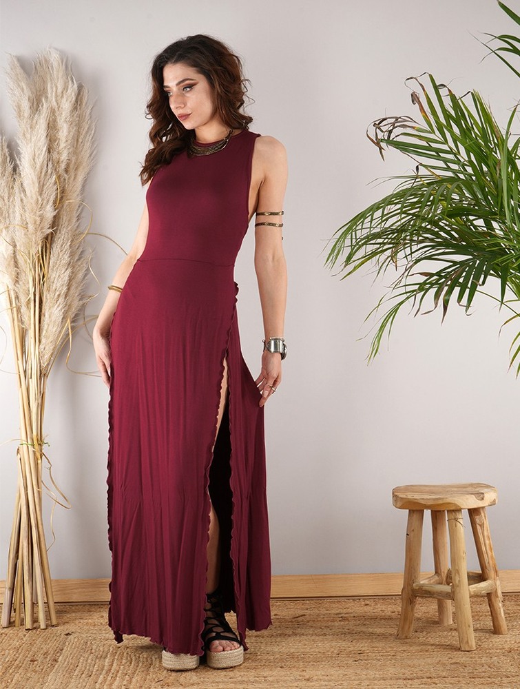 Sukienka Toonzshop Ikshana Long Dress Damskie Wine | UJTEC-3109