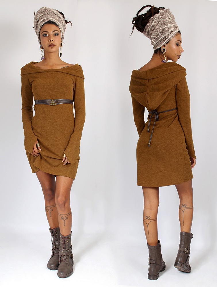 Sukienka Toonzshop Karmäa Hooded Sweater Dress Damskie Rusty | OEXSD-5694