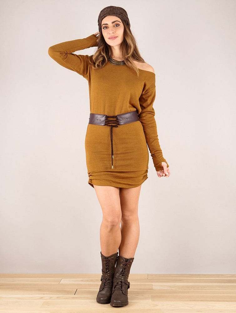 Sukienka Toonzshop Kayäaz Batwing Sleeve Sweater Dress Damskie Rusty | AVWJD-3812