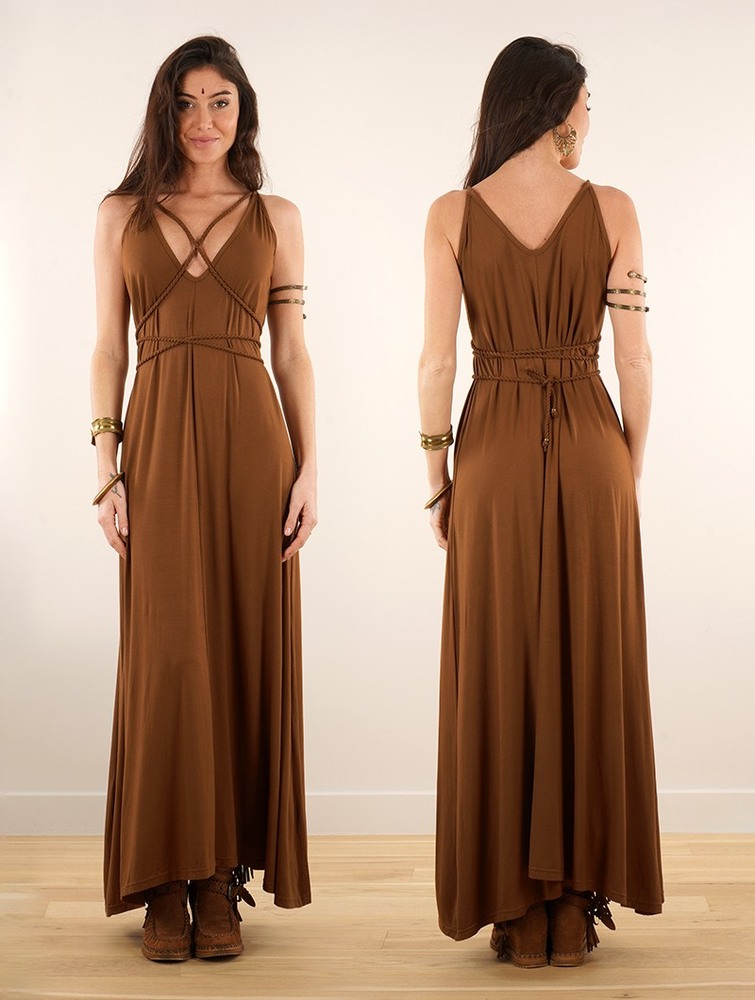 Sukienka Toonzshop Lazüli Loose And Reversible Strappy Long Dress Damskie Caramel | TNZPM-8720