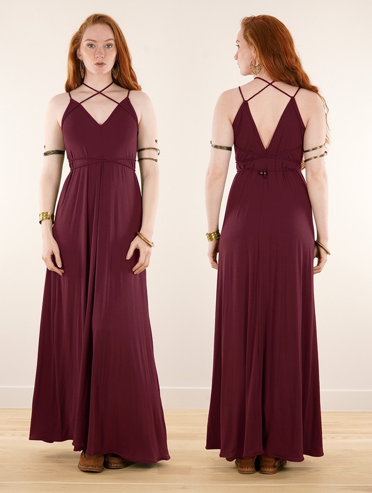 Sukienka Toonzshop Lazüli Loose And Reversible Strappy Long Dress Damskie Wine | UNAGK-5138